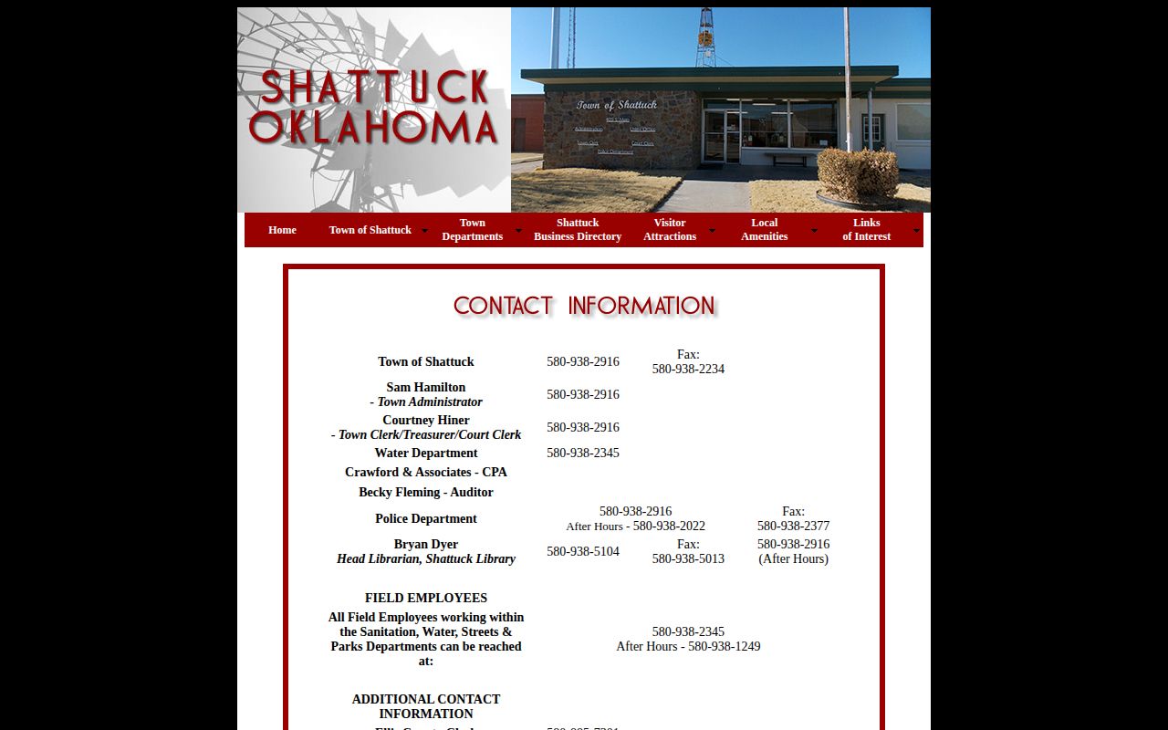 Shattuck official contact source for Ellis County police arrest records
